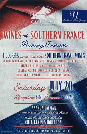 cafe blue wine dinner